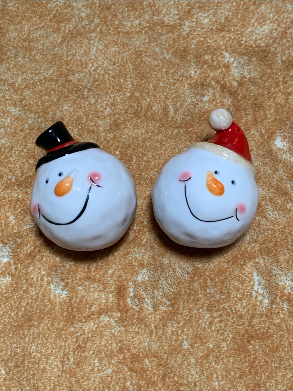 Festive Snowman Ceramic Salt and Pepper Shaker Set - White and Red